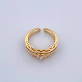 Anillo Tres Lineas 5.45gr / T6 / Diamante 28pts Oro Amarillo (Joya) &