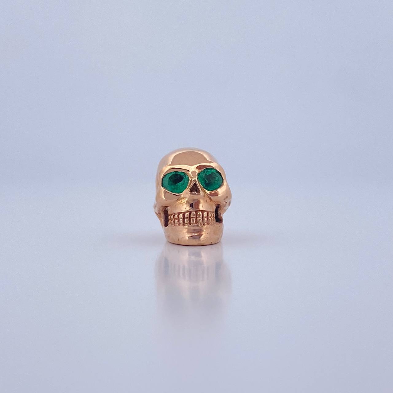 Herraje Calavera 4.5gr / 1.3cm / Esmeralda 1.6 Qts Oro Rosa 18K (Joya) &