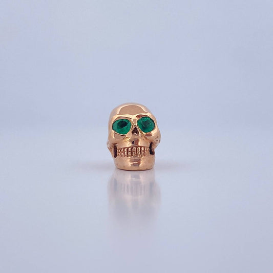 Herraje Calavera 4.5gr / 1.3cm / Esmeralda 1.6 Qts Oro Rosa 18K (Joya) &