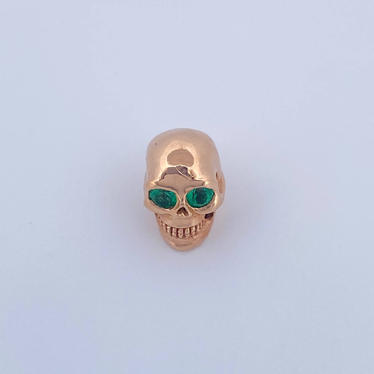 Herraje Calavera 4.5gr / 1.3cm / Esmeralda 1.6 Qts Oro Rosa 18K (Joya) &