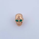 Herraje Calavera 4.5gr / 1.3cm / Esmeralda 1.6 Qts Oro Rosa 18K (Joya) &