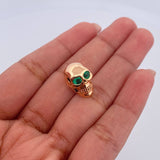 Herraje Calavera 4.5gr / 1.3cm / Esmeralda 1.6 Qts Oro Rosa 18K (Joya) &