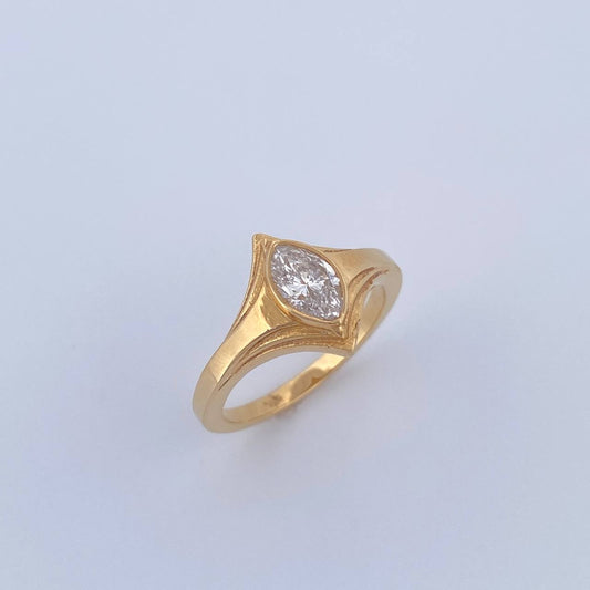Anillo Solitario Ovalado 5gr / T6 / Diamante 60pts Oro Amarillo (Joya) &