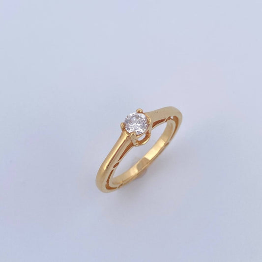 Anillo Beta 3.76gr / T4 3/4 / Diamante 28pts Oro Amarillo (Joya) &