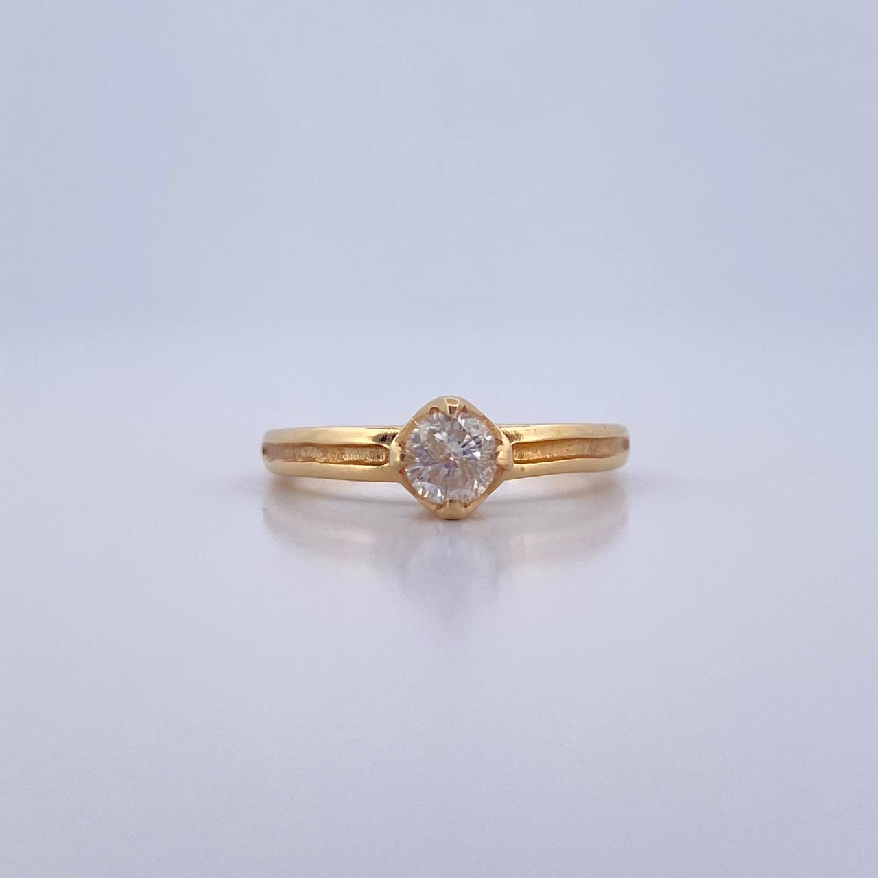 Anillo Solitario Halo 3.5gr / T5 1/4 / Diamante 35pts Oro Amarillo (Joya) &
