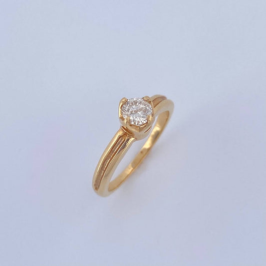 Anillo Solitario Halo 3.5gr / T5 1/4 / Diamante 35pts Oro Amarillo (Joya) &