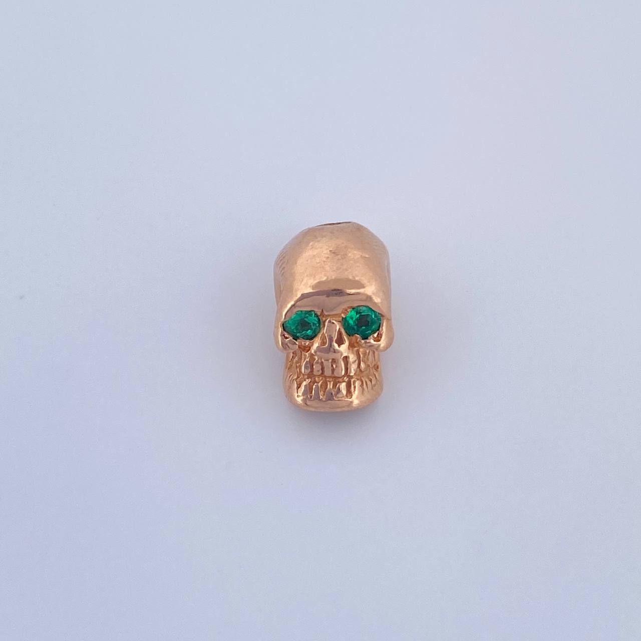 Herraje Calavera 2.7gr / 1cm / Esmeralda 6pts Oro Rosa 18K (Joya) &