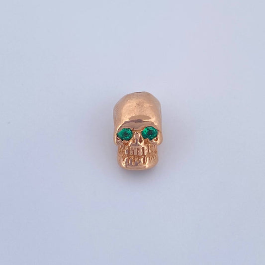 Herraje Calavera 2.7gr / 1cm / Esmeralda 6pts Oro Rosa 18K (Joya) &