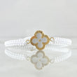 Pulsera Blanca Herraje Trébol VCyA 1gr / Diamantado Oro Amarillo 18K