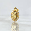 Dije Virgen Guadalupe 2.3gr / 2.3cm / Ovalo Rayado Circones Blancos Oro Amarillo 18K