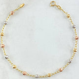 Pulso Espiga Militar 2.2gr / 18cm / 3mm Diamantado Tres Oros 18K ©