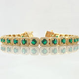 Pulso Halo Cuadrado 23.7gr / 19cm / Circones Blancos Verdes Oro Amarillo 18K *