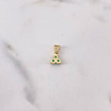 Dije Trebol 3 Hojas 0.6gr / 1.2cm / Esmeralda 30 Pts Oro Amarillo 18K (Joya) &