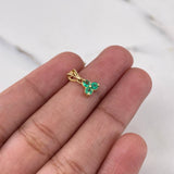 Dije Trebol 3 Hojas 0.6gr / 1.2cm / Esmeralda 30 Pts Oro Amarillo 18K (Joya) &