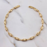 Pulso Rustico Eslabon 5.3gr / 21.5cm / 4.2mm Diamantado Oro Amarillo 18K &