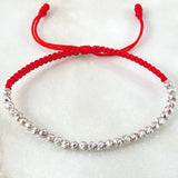 Pulsera Roja Bolas Diamantadas 1.8gr / Oro Blanco 18K ©