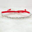 Pulsera Roja Bolas Diamantadas 1.8gr / Oro Blanco 18K ©