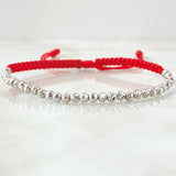 Pulsera Roja Bolas Diamantadas 1.8gr / Oro Blanco 18K ©