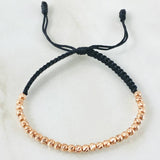 Pulsera Negra Bolas Diamantadas 1.8gr / Oro Rosa 18K ©