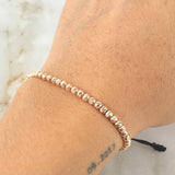 Pulsera Negra Bolas Diamantadas 1.8gr / Oro Rosa 18K ©