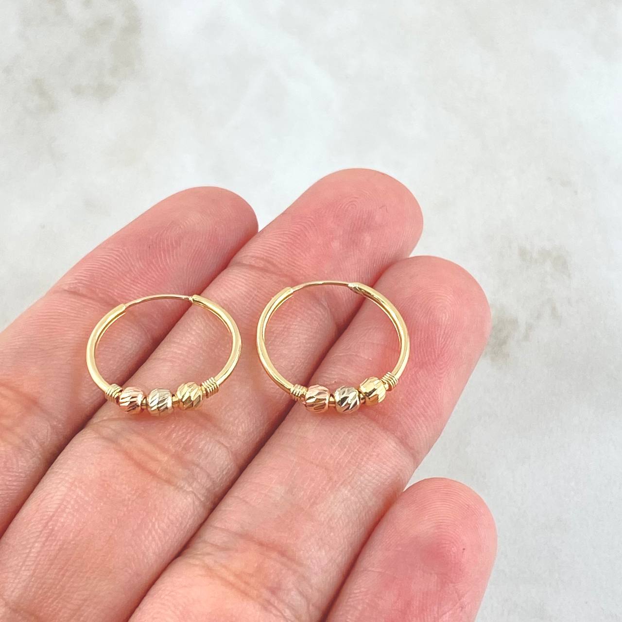 Candongas Trio 0.95gr / 1.3cm / Tres Oros 18K