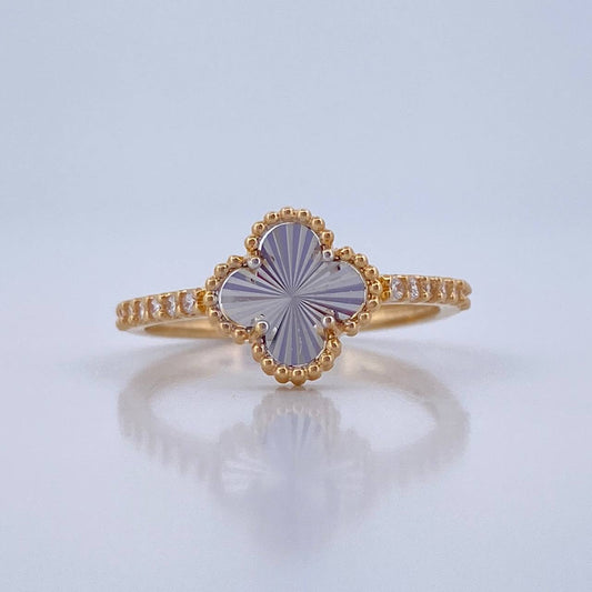 Anillo Trebol 2.15gr / T6 1/4 / Dos Oros Amarillo Blanco Nac.Esp. 18K &