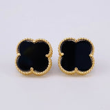 Topos Trebol Onix 3.95 g / 12.2 mm Oro Amarillo 18K