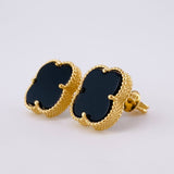 Topos Trebol Onix 3.95 g / 12.2 mm Oro Amarillo 18K