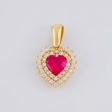 Topos Set Corazón Halo Tupido 6.8g / 13.2mm Oro Amarillo 18K