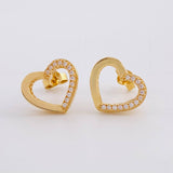 Topos Set Silueta Corazón Doble 4.3g / 11.05mm Oro Amarillo 18K