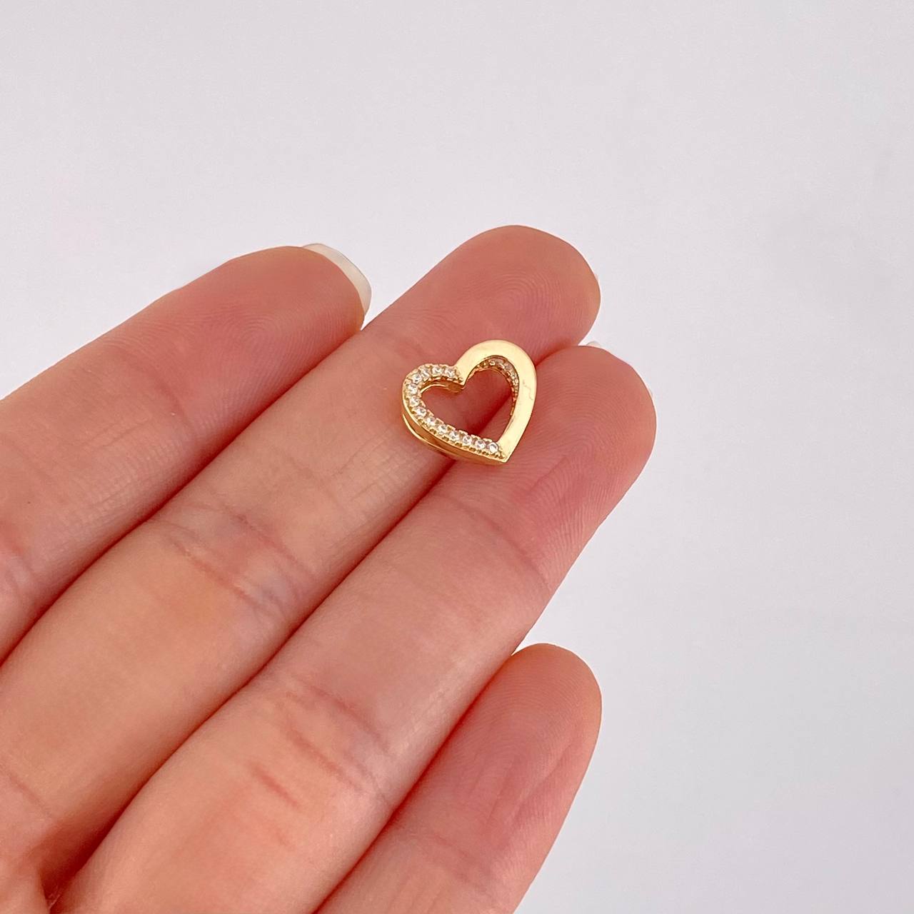 Topos Set Silueta Corazón Doble 4.3g / 11.05mm Oro Amarillo 18K