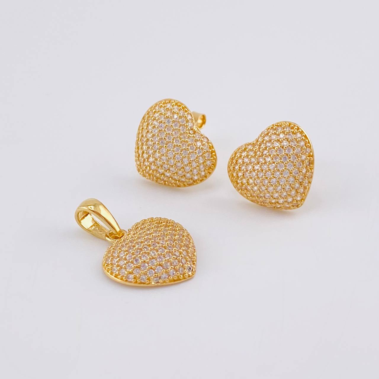 Topos Set Corazón Tupido 5.25g / 12.7mm Oro Amarillo 18K