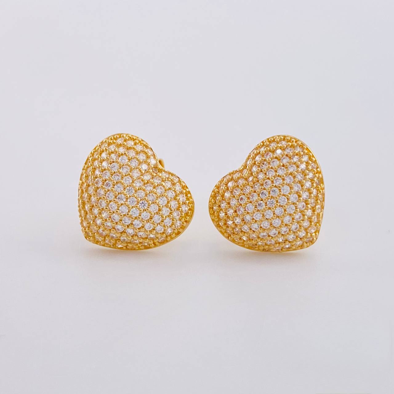 Topos Set Corazón Tupido 5.25g / 12.7mm Oro Amarillo 18K