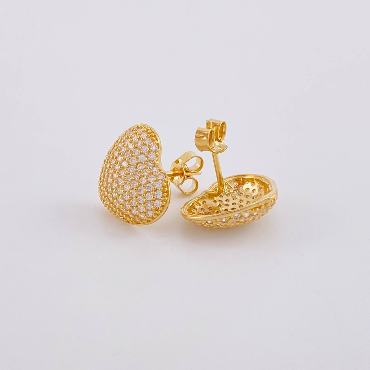 Topos Set Corazón Tupido 5.25g / 12.7mm Oro Amarillo 18K
