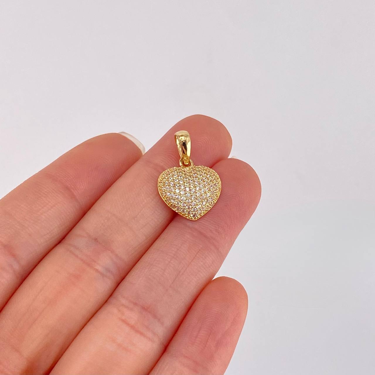 Topos Set Corazón Tupido 5.25g / 12.7mm Oro Amarillo 18K