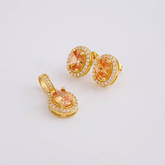 Topos Set Ovalo Tupido 6.35g / 12.35mm Oro Amarillo 18K