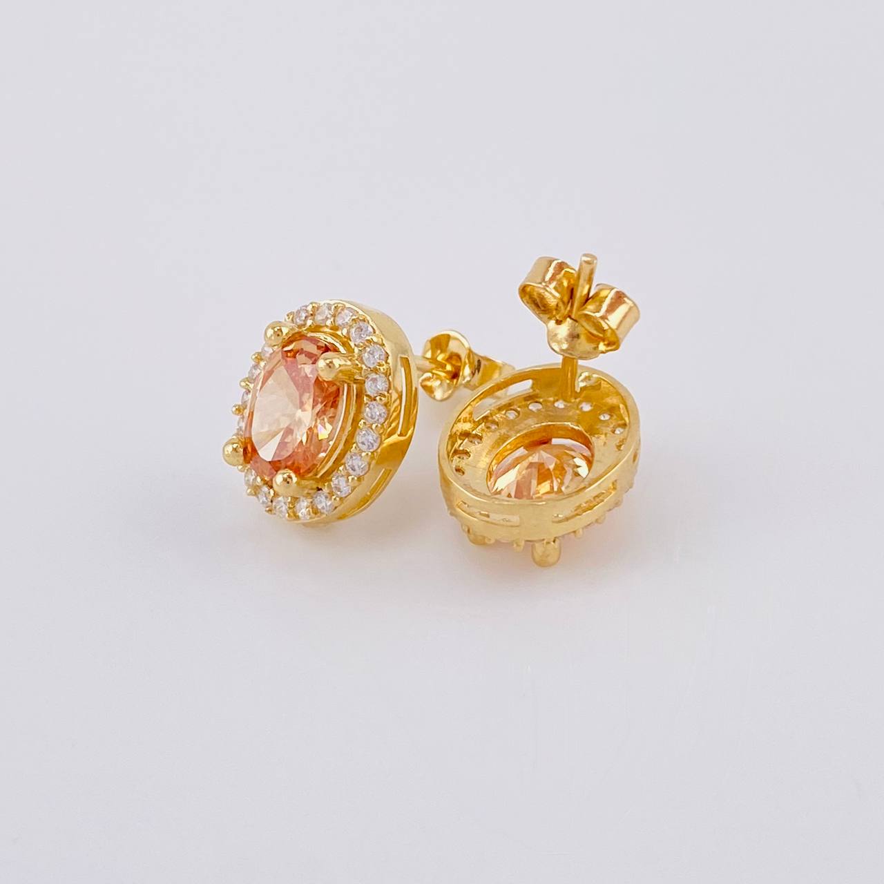 Topos Set Ovalo Tupido 6.35g / 12.35mm Oro Amarillo 18K