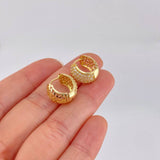 Candongas Carril Tupido Floral 5.6g / 1.4cm Oro Amarillo 18K