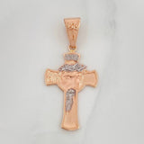 Dije Cruz Rostro Cristo 5 g / 4.5 cm Dos Oros Blanco Rosa 18K