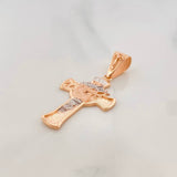 Dije Cruz Rostro Cristo 5 g / 4.5 cm Dos Oros Blanco Rosa 18K