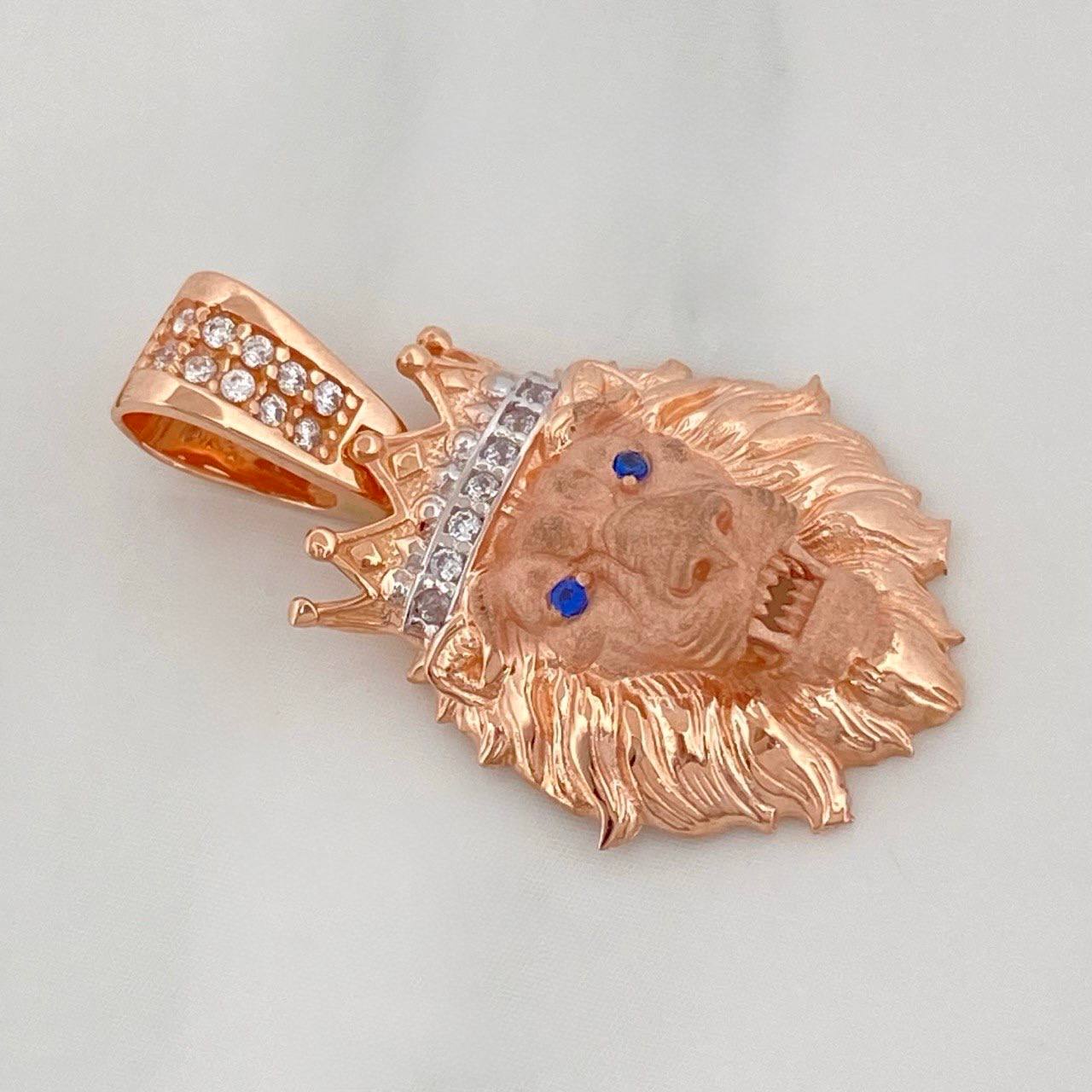 Dije León 3.55 g / 2.8 cm Dos Oros Blanco Rosa 18K