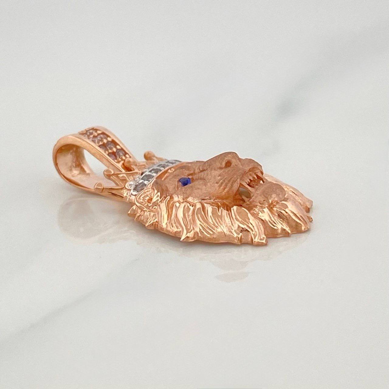 Dije León 3.55 g / 2.8 cm Dos Oros Blanco Rosa 18K