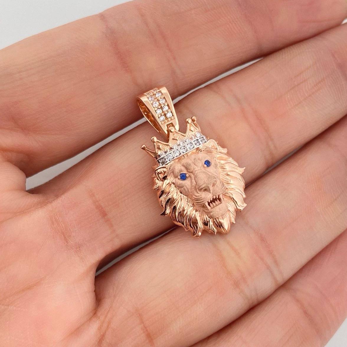 Dije León 3.55 g / 2.8 cm Dos Oros Blanco Rosa 18K