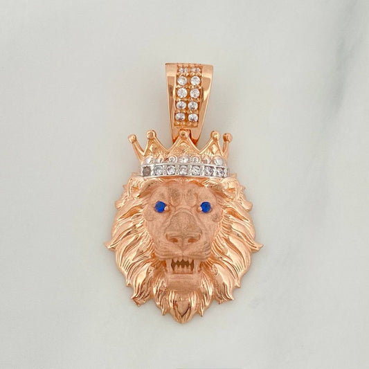 Dije León 3.55 g / 2.8 cm Dos Oros Blanco Rosa 18K