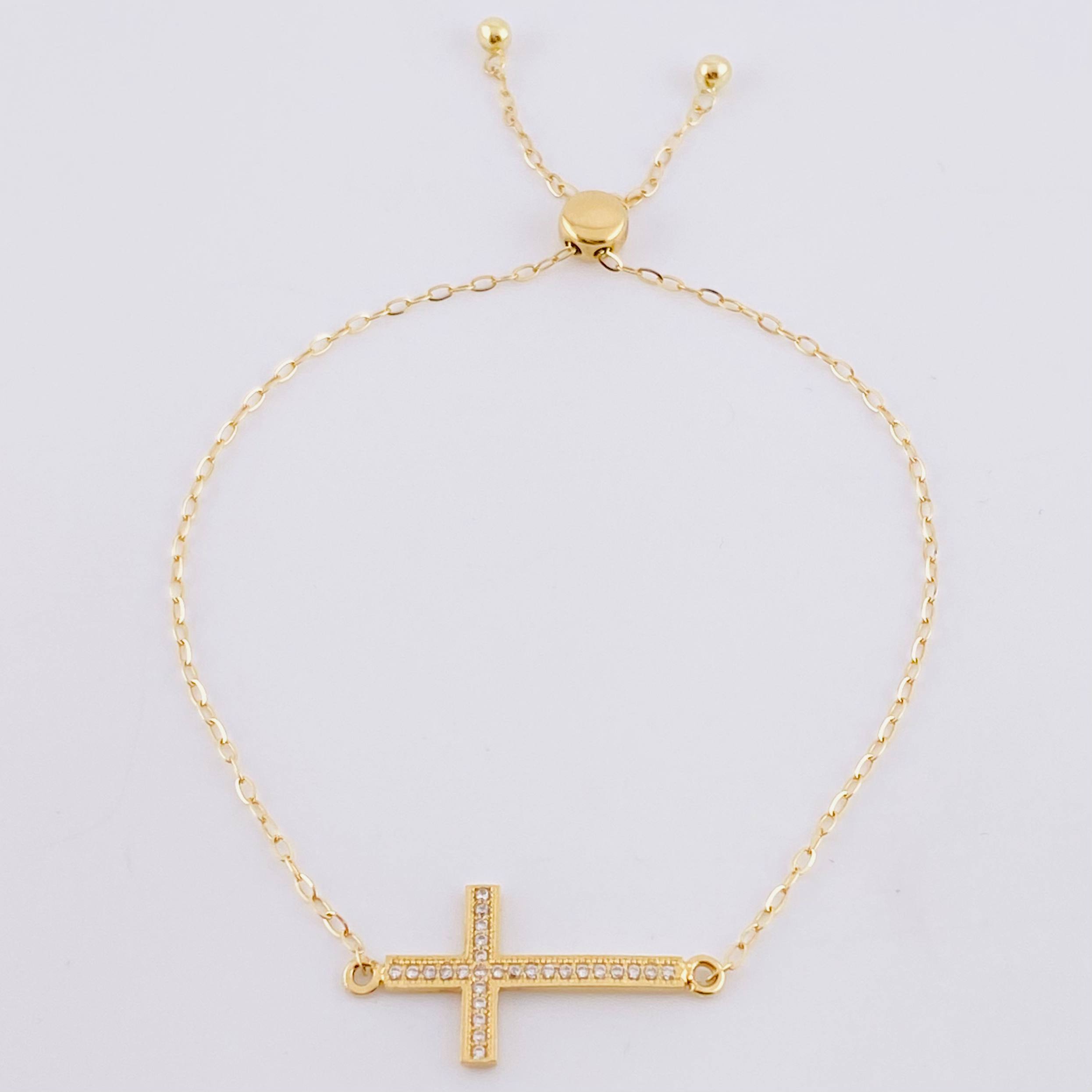 Pulso Aro Seguido Cruz Tupida 2.25g / 22cm / 1.3mm Oro Amarillo 18K
