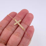 Pulso Aro Seguido Cruz Tupida 2.25g / 22cm / 1.3mm Oro Amarillo 18K