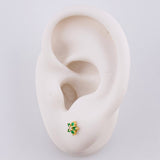 Topos Flor Cinco Petalos Esmeraldas 12pts Diamantes 3pts 1g / 5.2mm Oro Amarillo 18K
