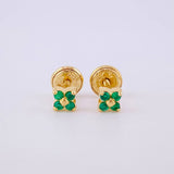 Topos Flor Cuatro Petalos Esmeraldas 10pts 1g / 3.9mm Oro Amarillo 18K