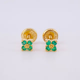 Topos Flor Esmeraldas 9pts 1.05g / 3.8mm Oro Amarillo 18K