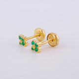 Topos Flor Esmeraldas 18pts 1g / 4.45mm Oro Amarillo 18K